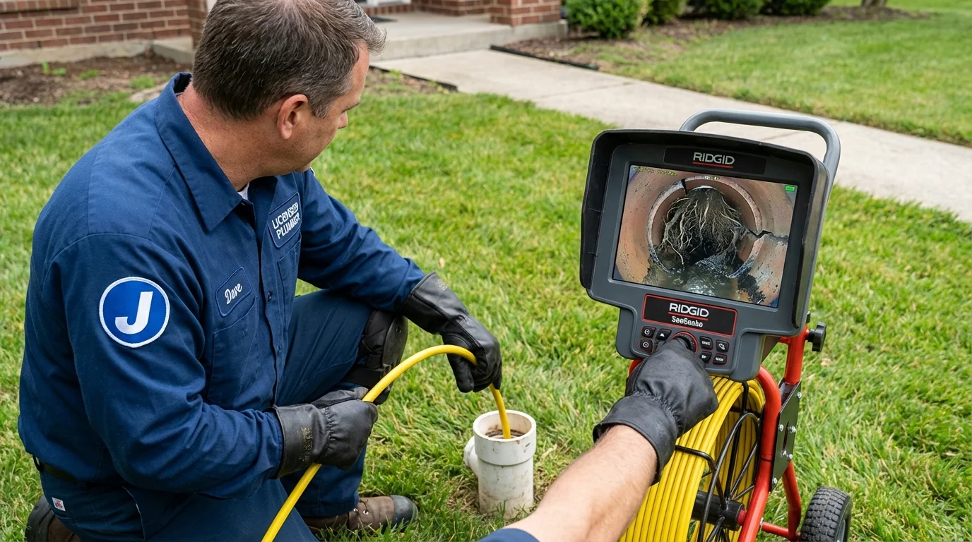 Sewer camera inspection being performed by Johns Plumbing LLC in Millersport