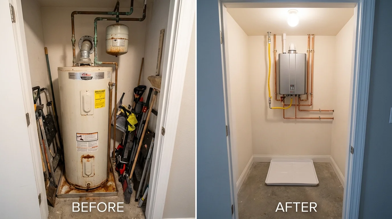 Tank water heater versus wall-mounted tankless unit comparison for Millersport, OH homeowners